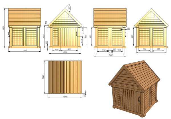 Схема домика с боковыми дверцами